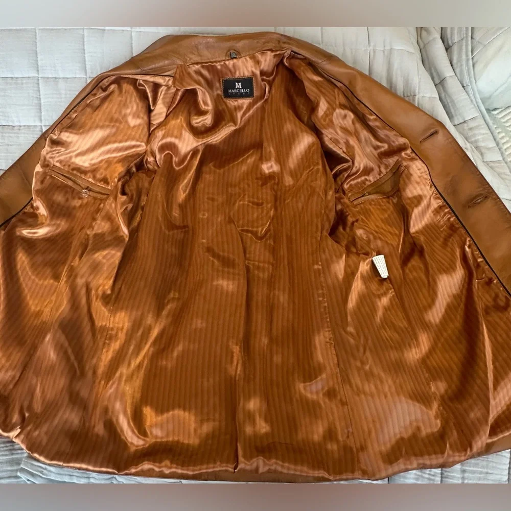 Marcello Sport Buckskin Leather Vintage Sport Jacket detailed Stitching Size XL